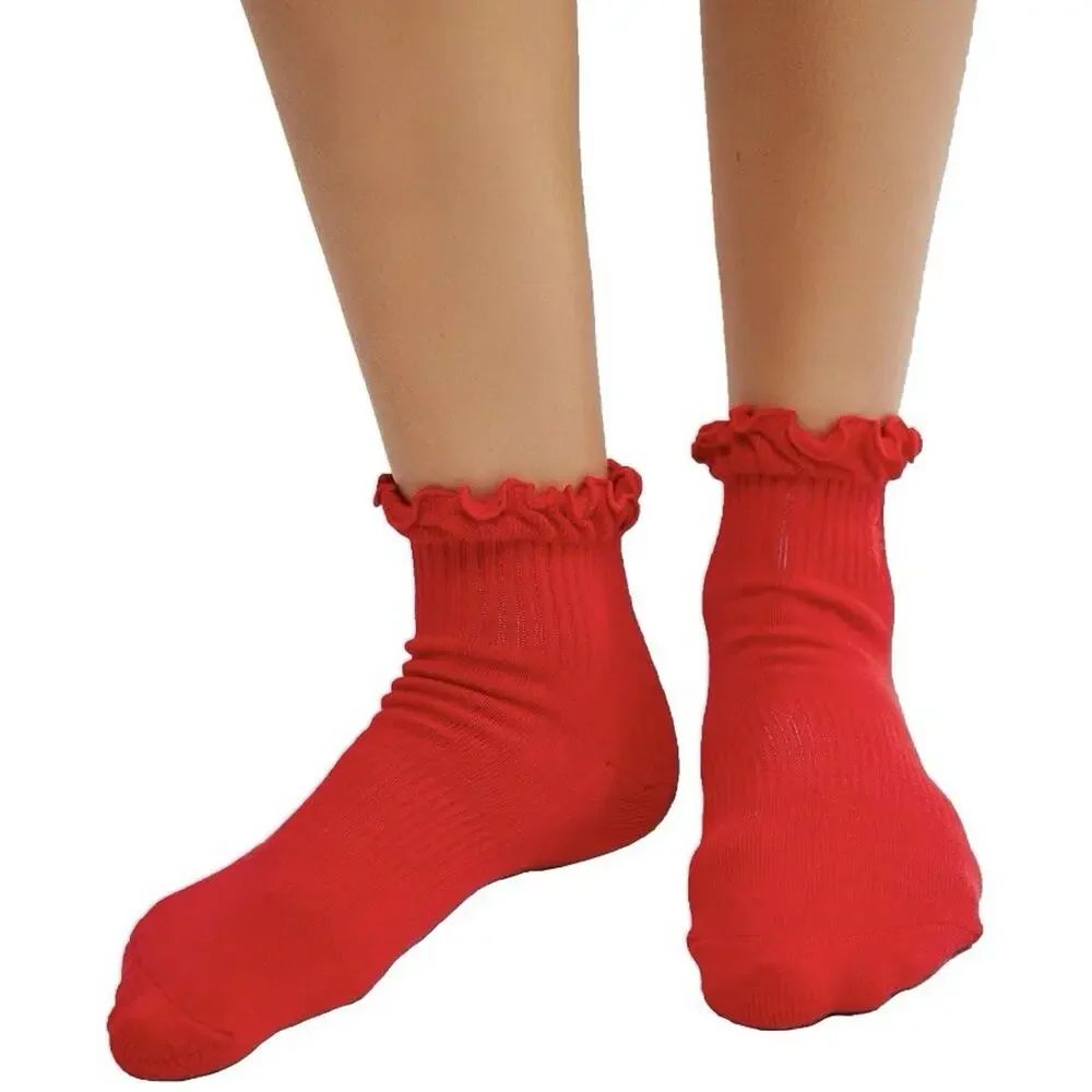 2 Pack Free People Movement Red Ruffle Sport Socks Winterberry $18